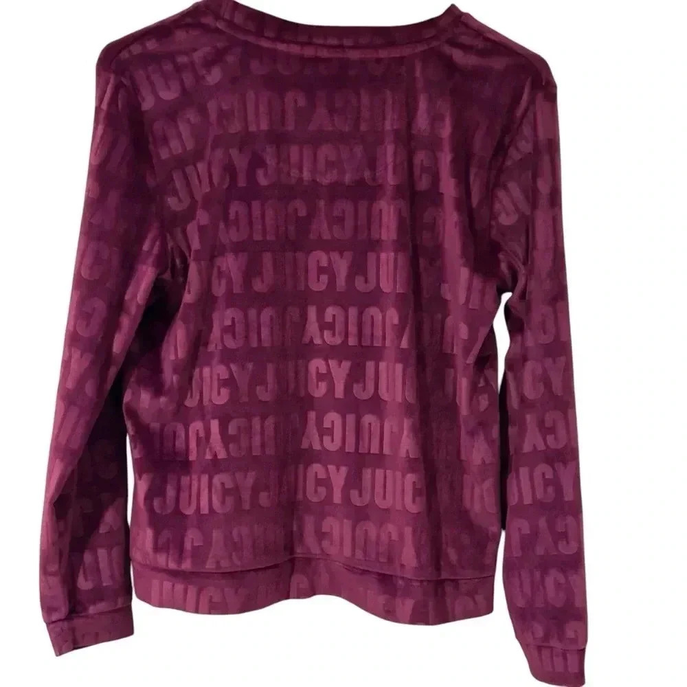 Juicy Couture Logo Purple Velour Sweatshirt Casual Soft Loungewear Medium Soft - Picture 2 of 5